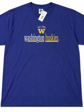 Washington Huskies Embroidered T-Shirt NWT XXL Purple NCAA 100% Cotton